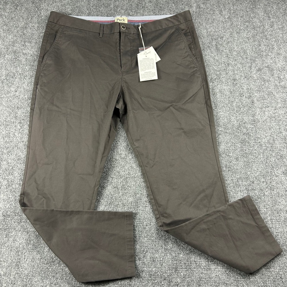 Perk Chinos Mens 42x32 Faded Black Slim Fit Stretch Pants‎ Feel Good NWT